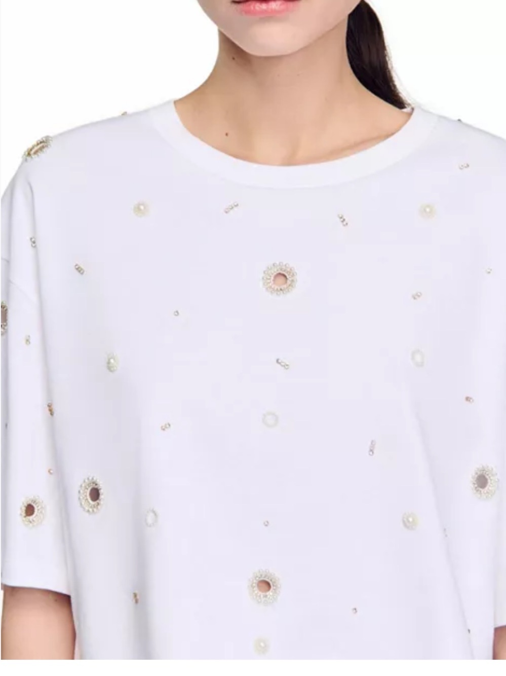 SANDRO embellished White Women's Tee